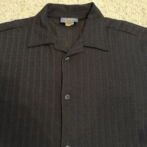 Vintage 90's Pop Icon Men's Black Camp Collar Shirt XL Made In USA Textured